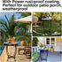 Plant Castle 14 Inch Outdoor Side Table for Small Spaces, Round Metal End Table for Patio Balcony Yard Porch Garden