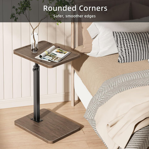 Height,360Swivel LAKEMID C Table End Table Adjustable Sofa Table Tray for Small Spaces,Couch Tables That Slide Under,C