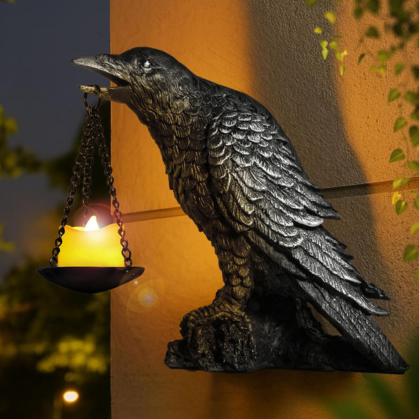 Gothic Crow Wall Art Decor Outdoor Wall Sconce Raven lamp Table Candle
