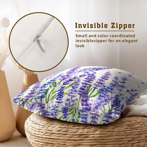 Sweetshow Spring/Summer 18 18 Inches Set 2 Purple Lavender Pillowcovers Purple Flowers Leaves Throw Pillow Covers