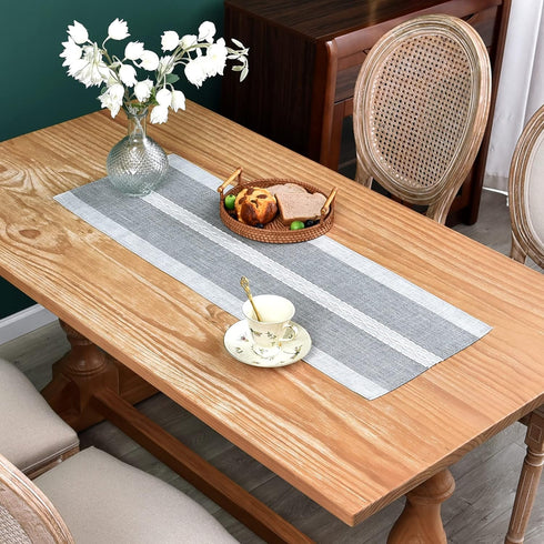13x36inch Farmhouse Braided Striped Table Runner Rustic Embroidery Coffee Table Runners for Decorations Weddings