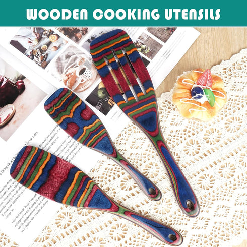 Spurtle Set, Wooden Kitchen Utensils for Cooking, Pakkawood Serving Spatula Spoon, Home & Kitchen Gift