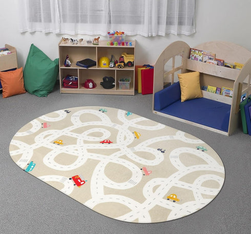 3'x5' LIVEBOX Road Traffice Kids Rug, Floor Mats for Kids Room, Non-Slip Machine Washable Rugs for Playroom, Soft Fun