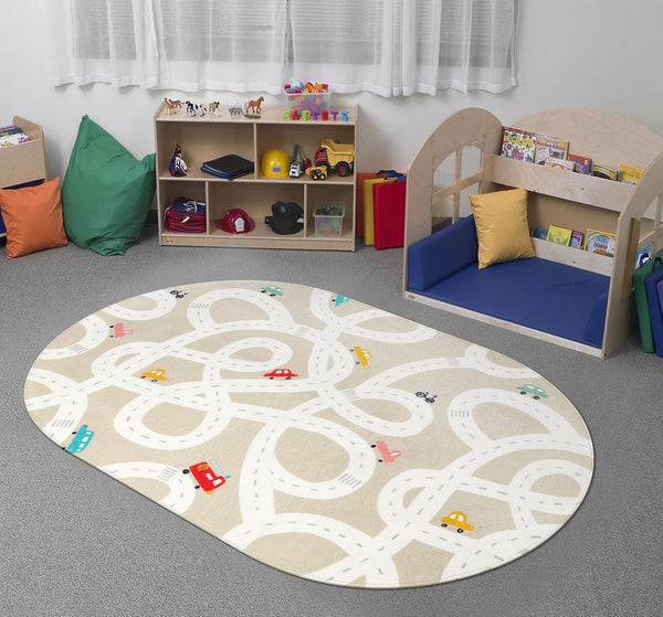 STARUIA Small Kids Rug for Kids Room, 3'x5' Washable Road Rug for