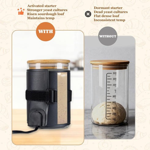 Bunmery Control(41-113) 24H Sourdough Starter Warmer Wrap, Sourdough Starter Jar Heat Wrap, Sourdough Heating Warming