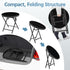 Yaheetech Outdoor Folding Side Table, Round Patio Folding End Table with Silk Tempered Glass Tabletop, Portable Small