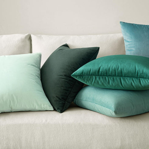 MIULEE Pack of 2 Velvet Soft Solid Decorative Square Throw Pillow Covers, 18x18 Inch, Aqua Green