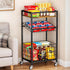 3-Tier Fruit Vegetable Cart, Snack Kitchen Cart on Wheels & Wood Top, Utility Shelf Rack Organizer for Fruit