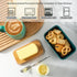 Hasense Large Ceramic Butter Dish with Lid, Green Airtight Butter Container for Countertop, Easy Clean Dishwasher Safe