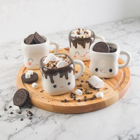 Hawaii Will Always Be Home Set, Ursa Cute Marshmallow Hot Chocolate Mugs, Ceramic Cups for Coffee, Hot Chocolate, Hot