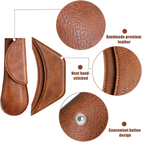 6 Pieces Cast Iron Handle Cover, Handmade Thick Skillet Handle Cover for Kitchen, Rustic PU Leather