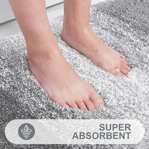 OLANLY Extra Soft Bathroom Rug Mat 30x20 - Absorbent Microfiber Non-Slip Plush Shaggy Bath Carpet, Light Grey
