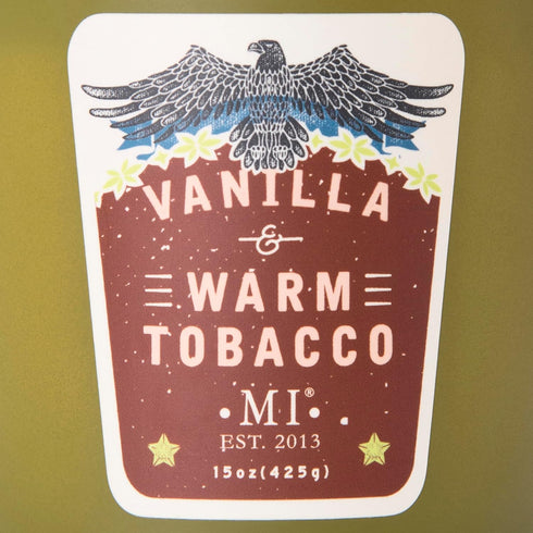 Manly Indulgence Vanilla & Warm Tobacco Scented Candles for Men, 15 oz Premium Soy Blend Wax, 60H Burn