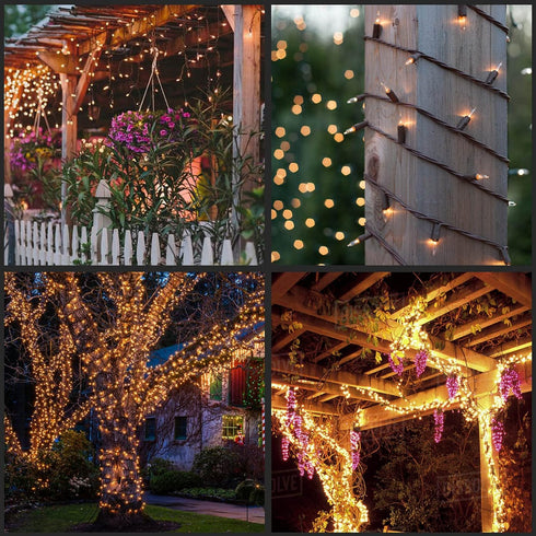 YULETIME Clear Christmas Lights with Brown Wire, 66 Feet 200 Count, Pack of 2 Sets 33 Ft Mini Light Set