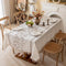 Joyfol Day Square Linen Tablecloth, Heavy Duty Waterproof Tablecloths, Farmhouse Embroidery Leaves