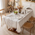Joyfol Day Square Linen Tablecloth, Heavy Duty Waterproof Tablecloths, Farmhouse Embroidery Leaves
