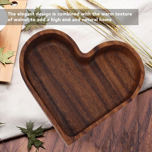 Pssopp Wooden Serving Platter, Heart Shape Smooth Textured Table Tray for Tea Food Snack Kitchen Utensils (14.5x14.5cm)