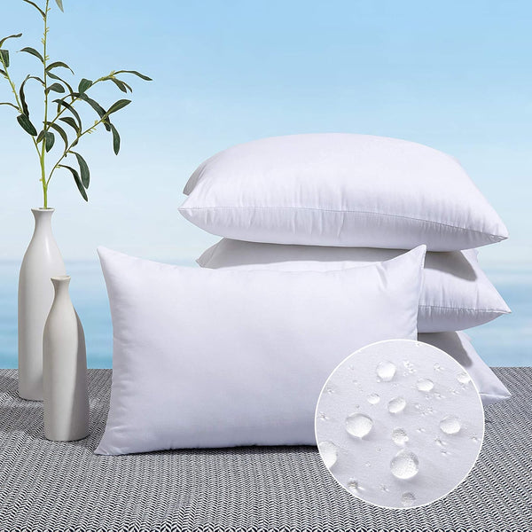 MIULEE Pack of 4 14x22 Outdoor Pillow Inserts, Decorative Water-Resistant Premium Rectangle Pillow Stuffer for Sofa