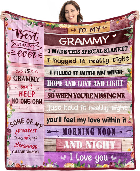 Givetoyou Grammy Gift Blanket,Grammy Christmas Birthday Gifts,Grammy Gifts from Grandchildren Granddaughter,Grammy Gifts for