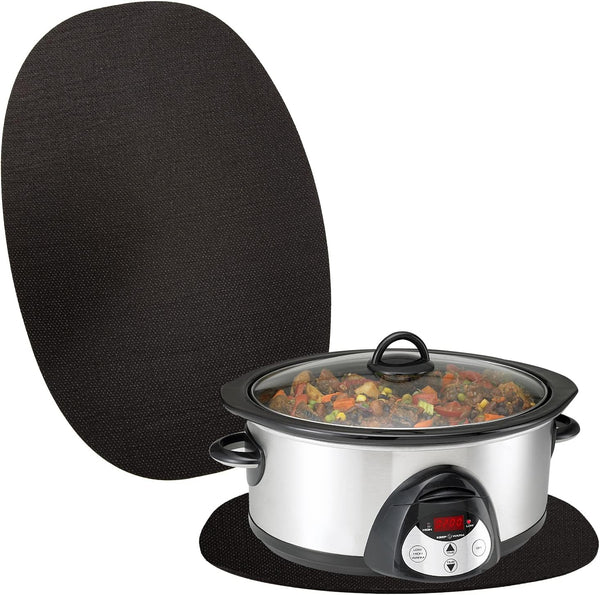 Oval Slow Cooker Heat Resistant Mat for 6-8 Quart, Silicone Countertop Protector, Appliance Slider Mat for