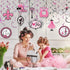 30 Pieces Paris Party Hanging Swirls Decorations, Pink Eiffel Tower & High Heels for Birthday Theme Supplies