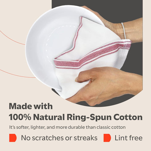 '-15 Pack 100% Set, 14" 25 Zeppoli Classic Kitchen Towels Natural Cotton Towel Reusable Wash Cloths, Absorbent Dish