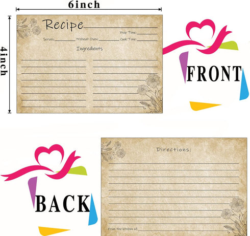 Recipe Cards 4x6 - Pack of 100 Double-Sided Blank Cards for Bridal Showers, Weddings, and Christmas Gifts - Preserve Your Culinary Creations by Tomioziey