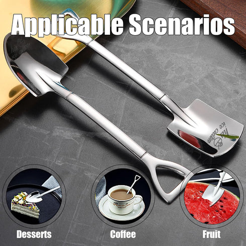 4 Pcs Stainless Steel His and Hers Ice Cream Spoons, Metal Shovel Spoons for Coffee, Dessert, Kitchen