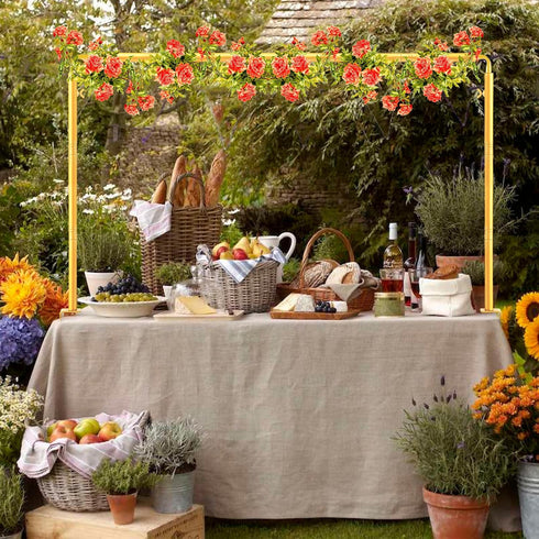 31"-110'' 31"-64" Over The Table Rod Stand with Clamps Adjustable Length Height Gold Table Balloon Arch Stand