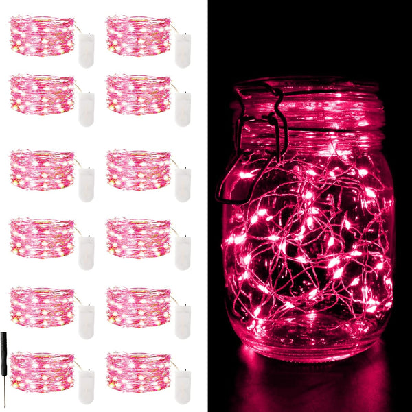 12 Pack Fairy Lights Battery Operated String Light7FT 20LED Waterproof Silver Wire