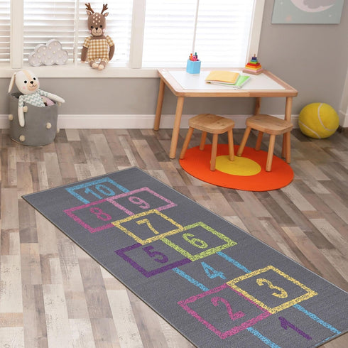2'2" 6' Ottomanson x Hopscotch Kids Rug - Play Mat for Playroom, Bedroom, Daycare & Classroom - Fun & Interactive Game
