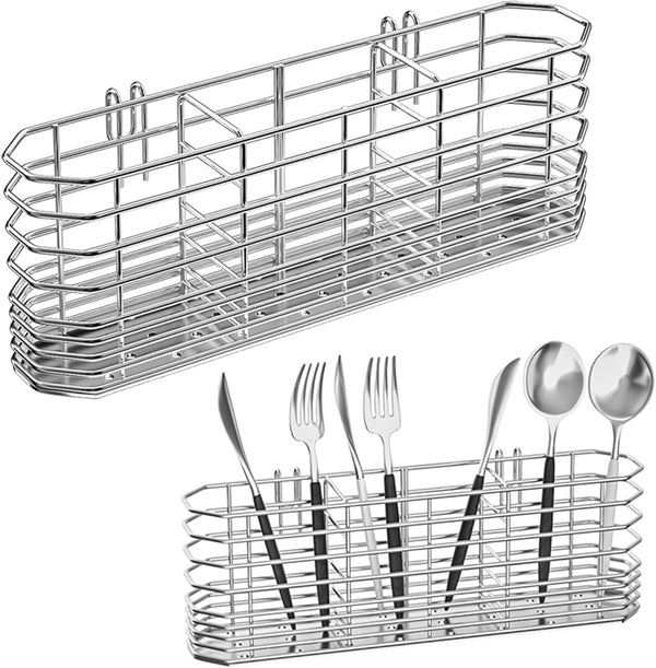 304 Stainless Steel Utensil Holder, Dish Drying Rack, Knife and Fork Drainage Basket, Rust Proof, Color-Silver