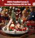 12 Set 13" Oroyutor Pcs Christmas Village - Oak Wooden Lazy Susan with Santa Train, House & Trees Indoor Christmas