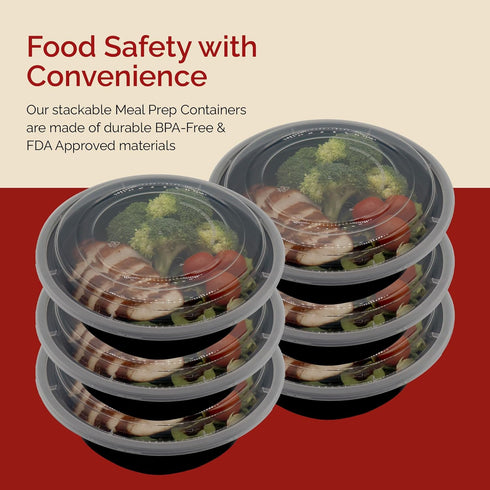 Reli. Meal Prep Container Bowls, 16 oz (25 Pack) - Reusable Plastic Take Out Food Containers with Lids