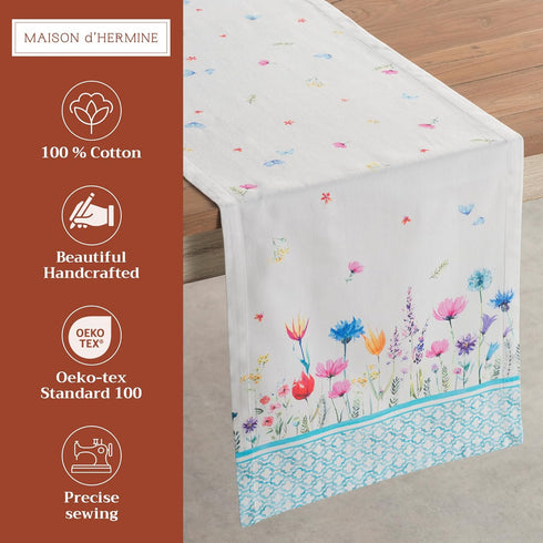 Maison d' Hermine Table Runner 100% Cotton Double Layer 72 inches Long for Home Kitchen Dining Party Wedding