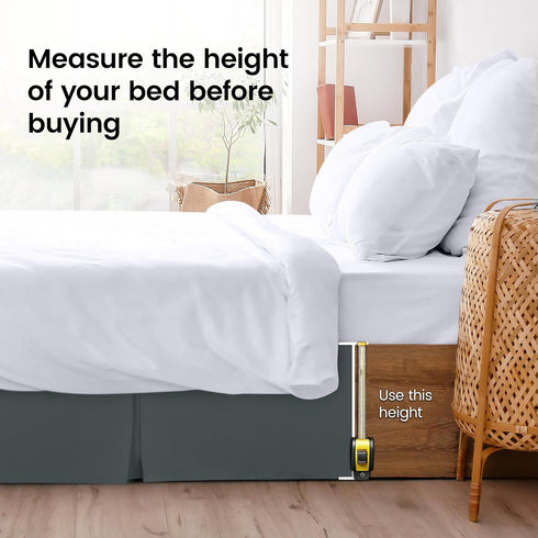 Utopia Bedding King Bed Skirt - Soft Quadruple Pleated with 16 Inch Tailored Drop - Hotel Quality, Grey