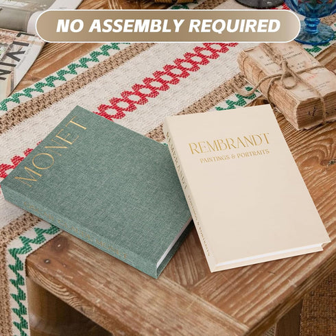 Set 2, Decorative Books of Beautiful Linen Book Boxes Decor Coffee Table Bookshelf or Mantle, Aesthetic Fake Books