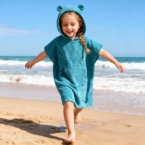 MissShorthair Towel Poncho for Kids, Hooded Beach Towel for Girl&Boy, Surf Poncho Swim Changing Robe Microfiber Bath