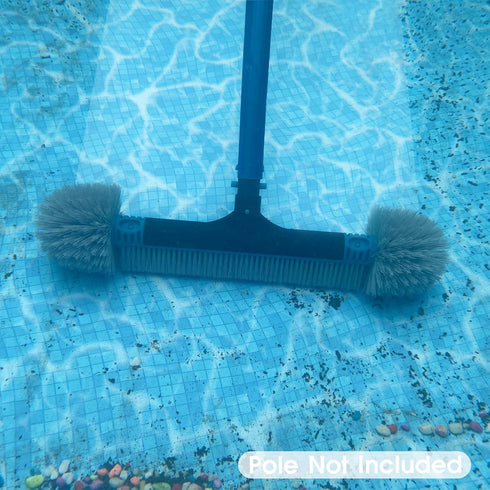 20'' Swimming Pool Brush Head, Detachable Pool Cleaning Brush with Durable Around Nylon Bristles, EZ Clip Aluminum