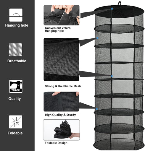8 60 cm) Desy & Feeci Herb Drying Rack Hanging, Layer Collapsible Mesh Dry Net Herb Dryer with S Hang Buckle