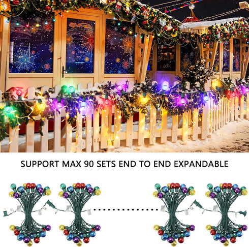 Brillarlights G30 25 17FT Christmas Multicolor Round Tinsel Globe Lights-Colorful Christmas Lights String with LED