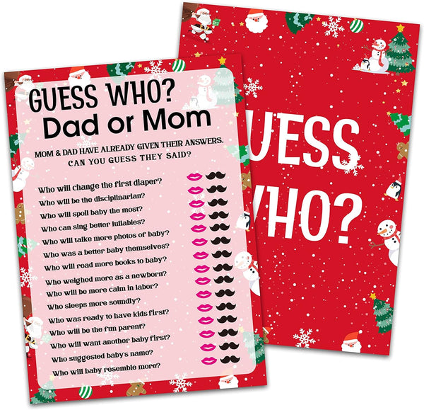 Huastatewolf Baby Shower Game Cards, Find Who Dad or Mom Game, Christmas Party