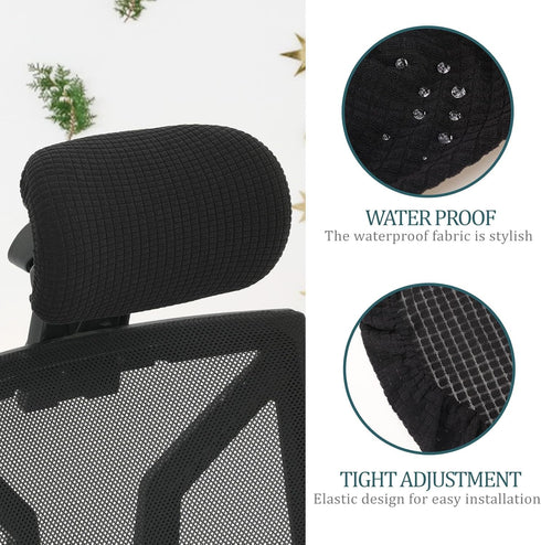 Office Chair Pillow Cover, Chair Headrest Cover Desk Chair Covers, Computer Chair Headrest Sleeve Chair Head Pillow Cover, Furniture Slipcover Protector, Office Chair Headrest Attachment(Black) by KALIONE