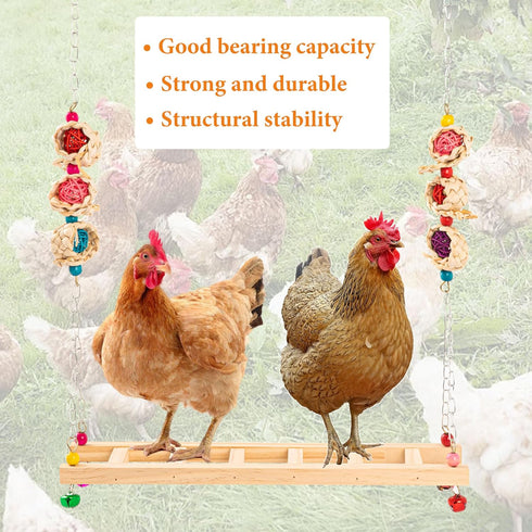 9 PCS Chicken Coop Toys, Chicken Swing Toys for Chickens Xylophone Mirror with Bell Hanging Vegetable Fruits Skewers