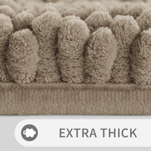 Yimobra Luxury Chenille Bathroom Rugs Set, 2 Piece Non Slip Quick Dry U Shaped Toilet Bath Mat (Camel)