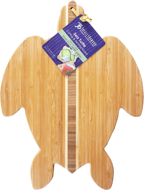 Totally Bamboo Sea Turtle Shaped Cutting Board and Charcuterie Serving Tray, Great for Display