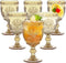 Singhoow 6 Pcs Goblet Glasses 10 oz Wine Glasses, Drinking Glasses Colored Retro