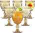 Singhoow 6 Pcs Goblet Glasses 10 oz Wine Glasses, Drinking Glasses Colored Retro