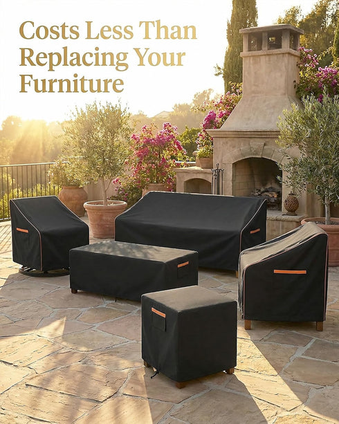BRUXOLAY 600D 32 32 18 Inches Waterproof Patio Ottoman Cover, Heavy Duty Square Outdoor Side Table Furniture Cover