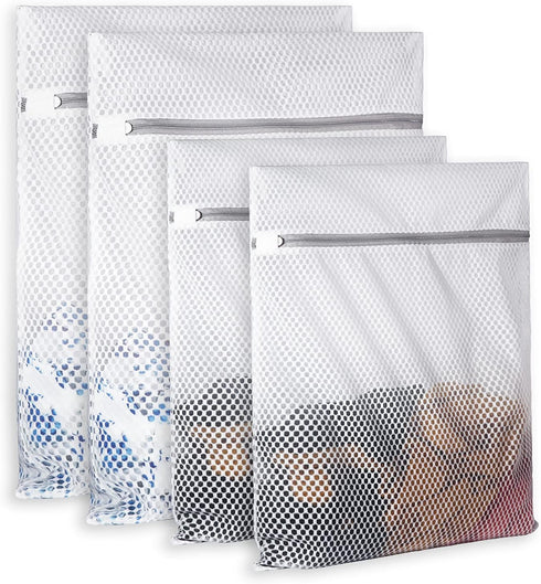 Extra Large Honeycomb Mesh Laundry Bag, 125gsm Durable and Reusable Delicate Wash Bag, Set of 4 (2L+2XL)